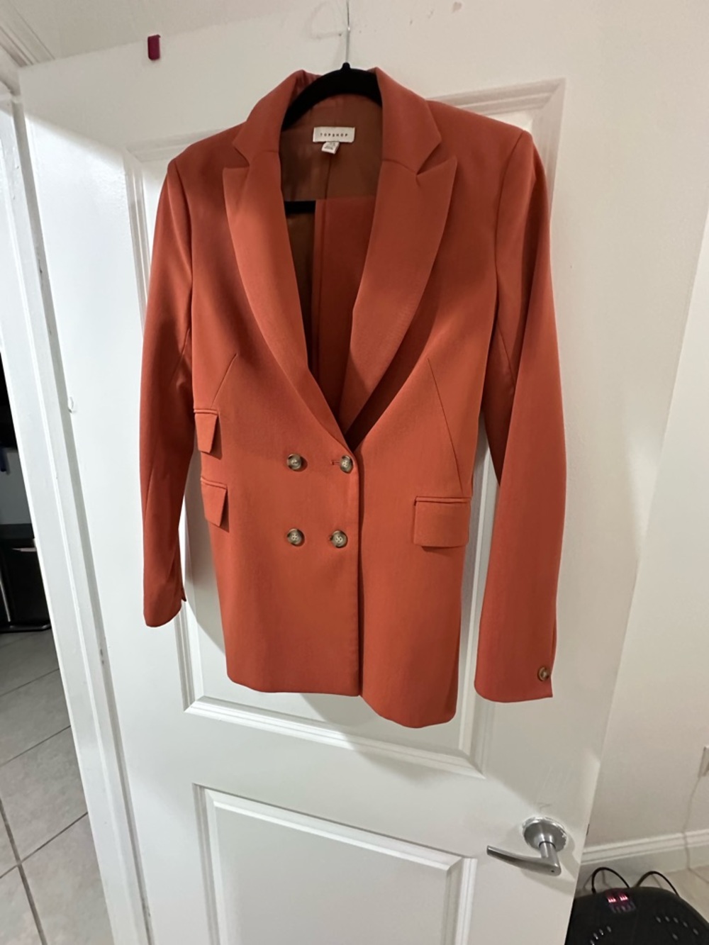 Topshop  Double-Breasted Rust Blazer